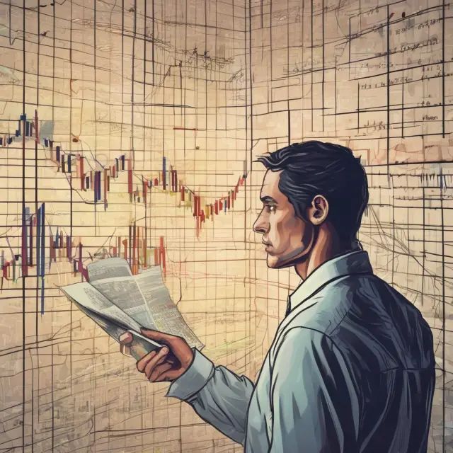 A day trader maneuvering through an intricate maze of financial charts, personifying the impact of Pattern Day Trading Rule (PDR) on margin account activities
