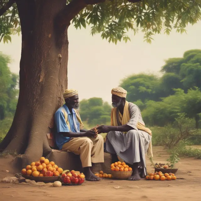 A person is seated beneath a tree with golden apples representing POD funds, while designated beneficiaries wait at the roots
