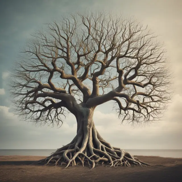 An image of a tree with multiple branches symbolizing designated beneficiaries, rooted in a document representing a will
