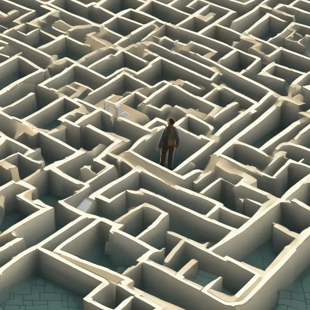 Borrowers navigating a complex maze symbolizing high-interest payday loans, emphasizing the need for careful financial decisions.