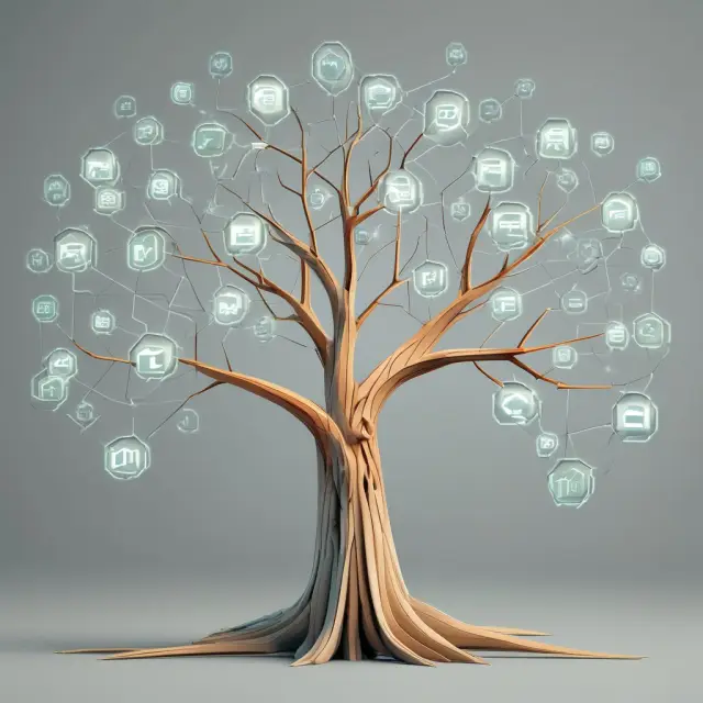 A flourishing banking tree with interconnected branches symbolizing the relationship between payees and payers in financial transactions