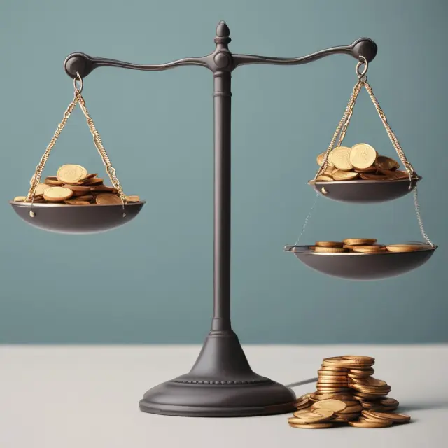 Image of a balance scale weighing the pros and cons of using debit cards for transactions