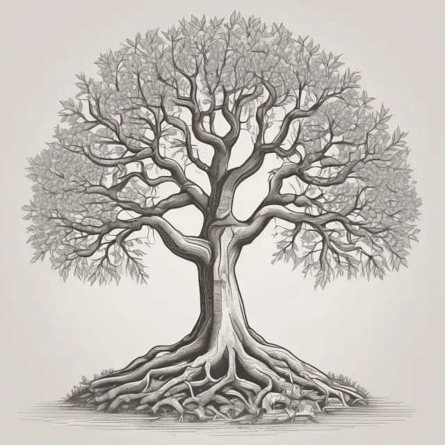 A tree symbolizing Payment-in-Kind agreements, with flexible roots representing interest payments and branches showcasing equity ownership growth through additional securities