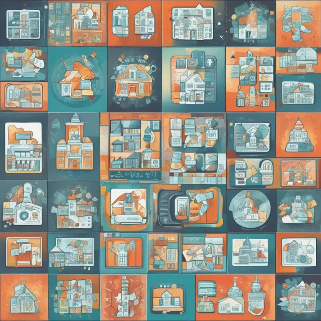 A mosaic illustrating low, high, and varying payout ratios for technology, finance, healthcare, and energy industries