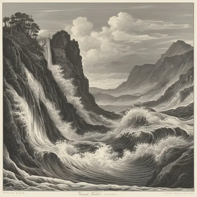 Image: A stylized representation of dividends flowing as a torrent between economic waves, signifying the relationship between payout ratios and stock prices