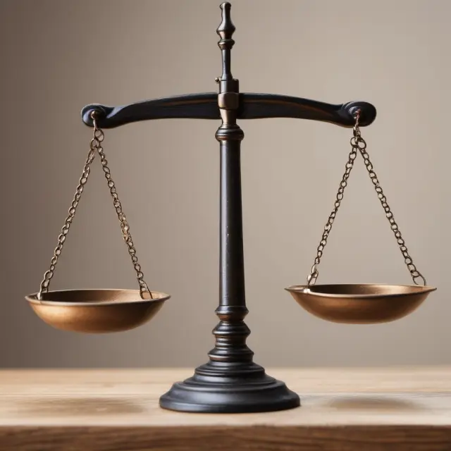 A set of scales in the shape of the Fair Labor Standards Act symbol, with a worker on one side and an employer on the other, illustrating fairness and compliance