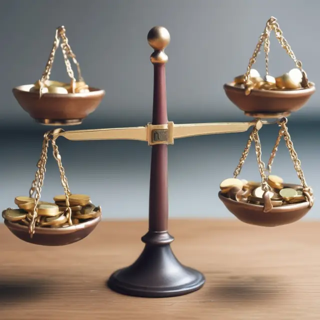 A balance scale with a software program on one pan and a professional service provider on the other, demonstrating the comparison between the two payroll management options.
