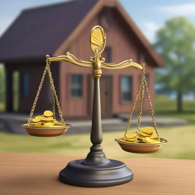 Golden scales balance employer and employee contributions; FICA taxes flow towards Social Security barn