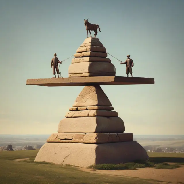 High-wage earners and self-employed individuals balancing on a seesaw, symbolizing the historical context of payroll tax exemptions