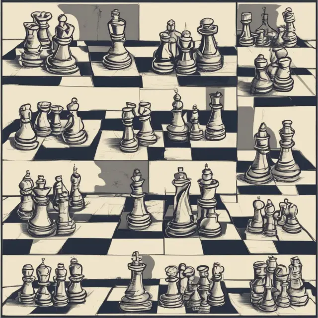 Actuary working with a chessboard, using pieces representing estimated remaining service life, assumed salary rises, and forecasted employee mortality rates for calculating PBO.