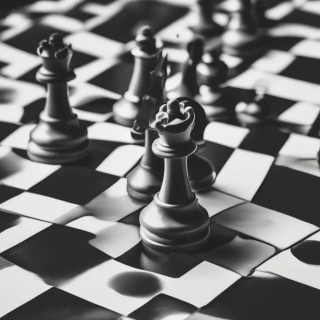 Institutional investor analyzing pension obligations on a chessboard, symbolizing strategic decision making