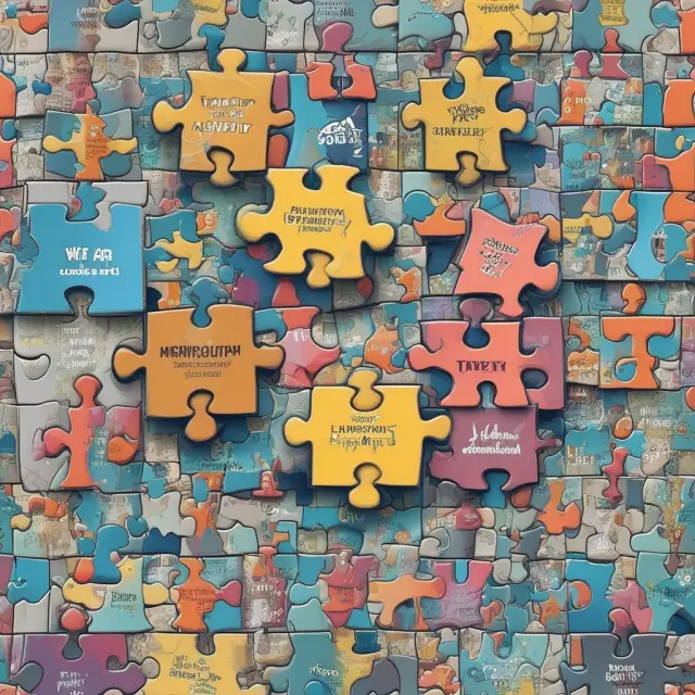 PBO visualized as a complex puzzle, symbolizing future pension liabilities influenced by factors like employee lifetimes and salary growth.