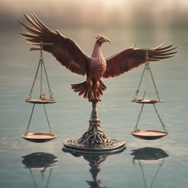 Image of balancing scales with a Phoenix rising from transparent water, symbolizing the PCAOB