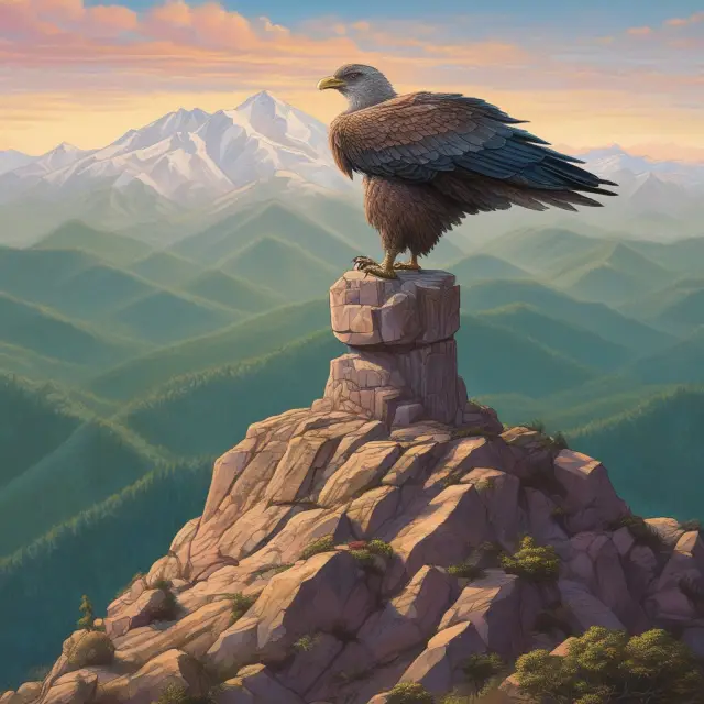 An image of a sturdy figure representing PCAOB, overseeing auditing firms on a mountaintop, symbolizing their role in maintaining financial transparency and accountability.