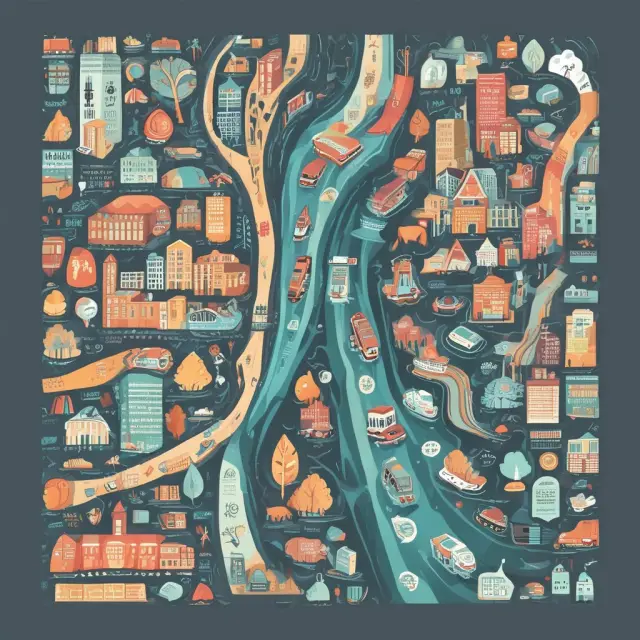 An image featuring a meandering river filled with consumer spending data, illustrating the historical trends in personal consumption expenditures