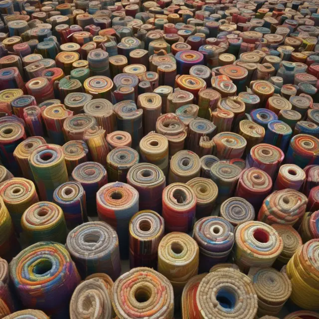 A person skillfully crafting a colorful tapestry using durable and non-durable goods and service blocks, symbolizing consumer spending.