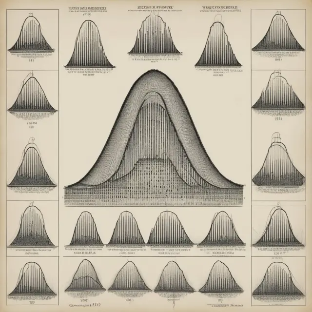 An evolving bell curve representing probability density functions (PDFs) used in finance, symbolizing risk assessment and investment strategy