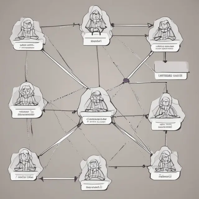 Interconnected nodes representing peer group members, showcasing homogeneity and influential hierarchies.