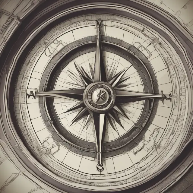 An investor holding a compass, navigating the financial waters with a map displaying various companies as peer groups