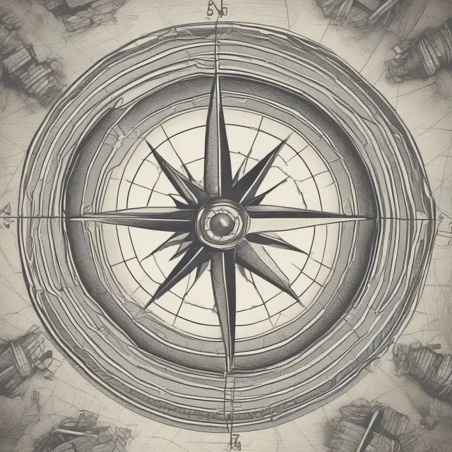A compass with peer groups represented by stars, guiding an investor through a financial landscape