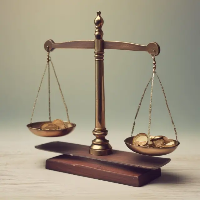 A balance scale weighs historical earnings growth against future expected growth rates in evaluating PEG ratios