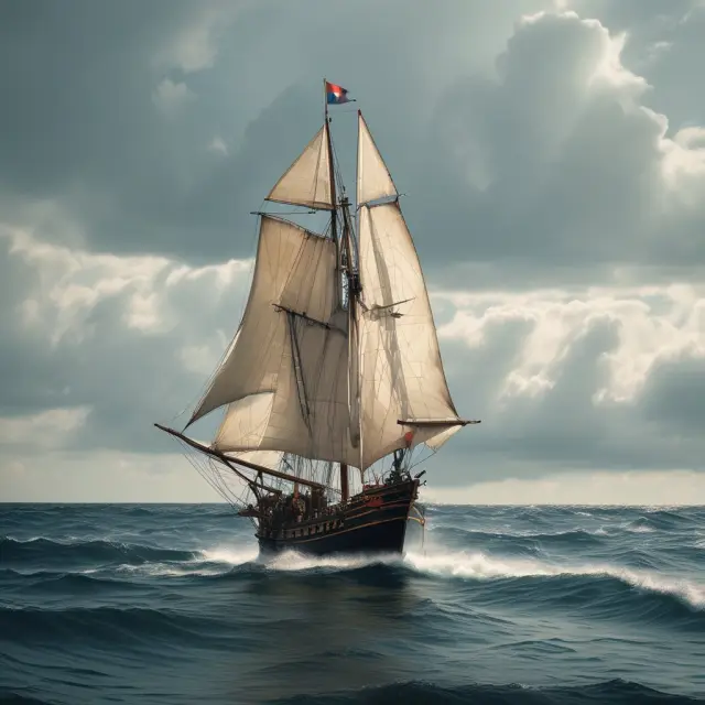 Image of a sailboat sailing through waves with a pennant-shaped sail representing the flagpole and consolidation period in technical analysis
