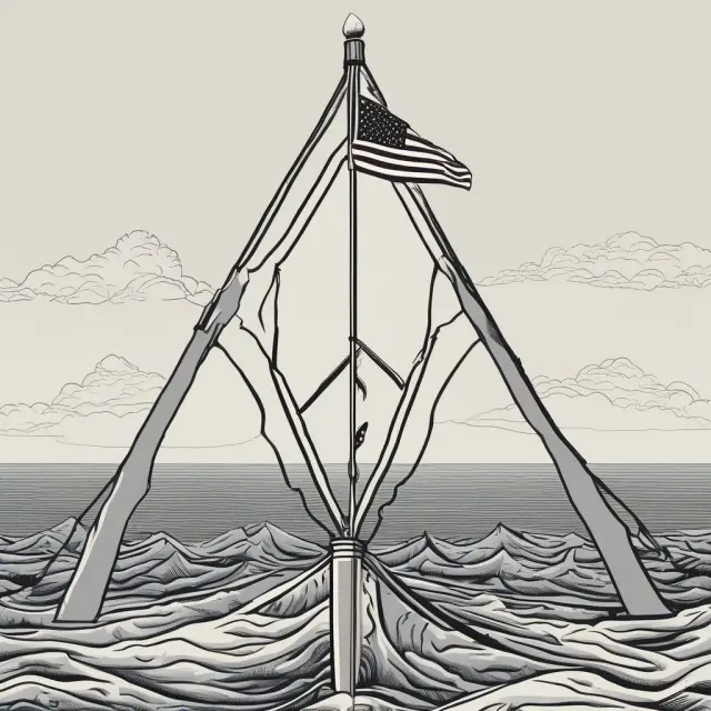 A symmetrical triangle formed by financial waves representing the consolidation period within a pennant. The triangle is connected to the preceding trend via a long flagpole.