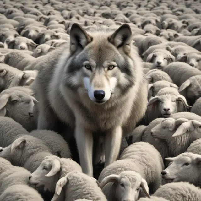 A cunning wolf disguised as a sheep reveals penny stock scams through pump and dump tactics
