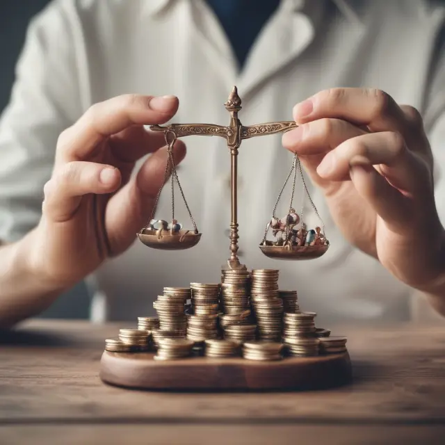 Employer weighing defined benefit and defined contribution pension plans on a scale