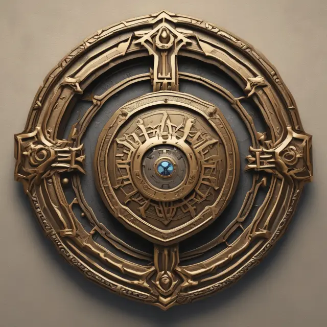 An ancient shield with ERISA logo protects a nest of gears symbolizing retirement plans, emphasizing the law