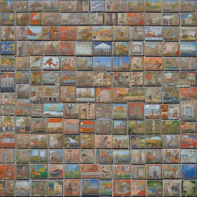 Mosaic tiles representing various countries, with each one illustrating their unique GDP per capita levels