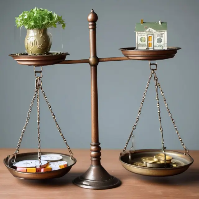A balance scale depicts per capita income on one side and median income on the other, illustrating their contrast in economic analysis.