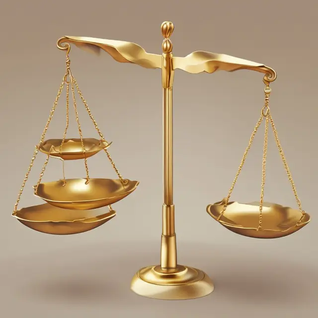 Scales filled with people, golden coins represent per capita: a balance of prosperity for all