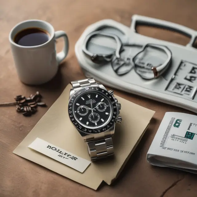 Rolex watch, bargain brand product, and coffee mug displayed on a scale to represent the various aspects of form, time, task, place, and possession utility
