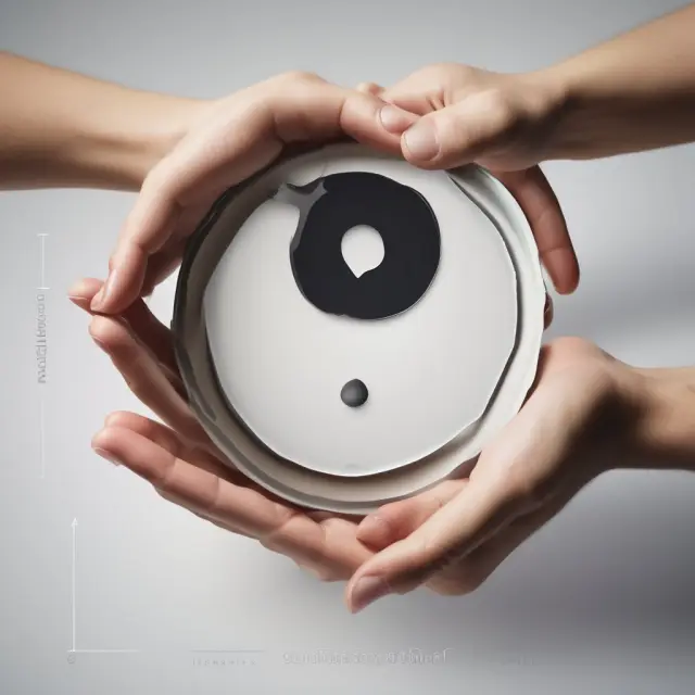 Person holds a yin-yang balance symbolizing functional utility and perceived value in decision making