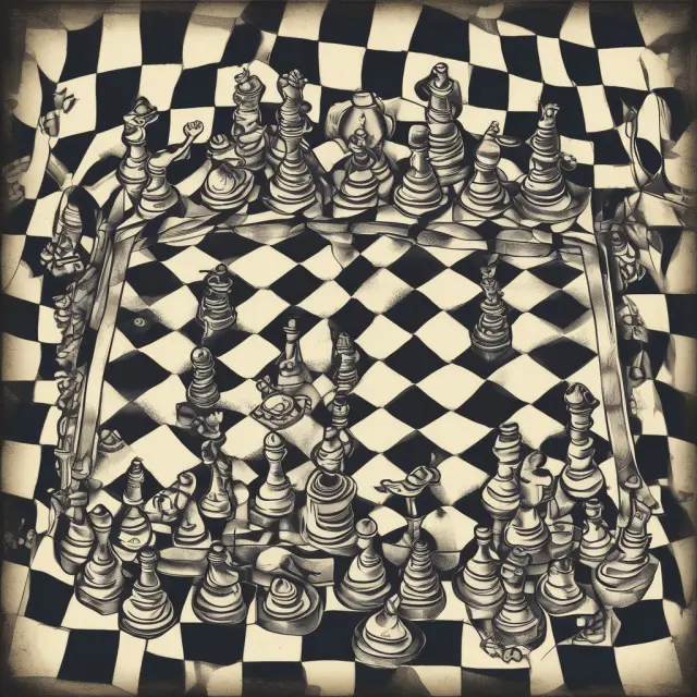 An institutional investor analyzing percentage changes to make strategic decisions on a chessboard, symbolizing the financial markets