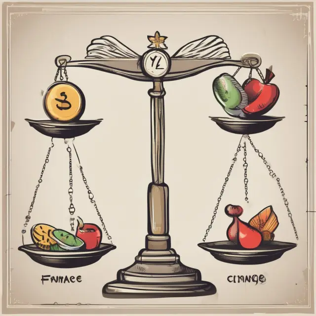Balancing scales illustrating percentage change in finance, featuring weights labeled 
