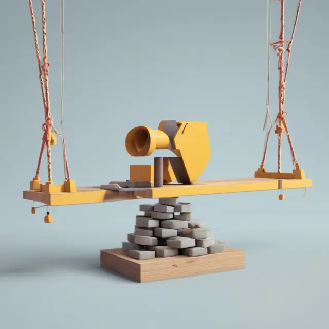 Seesaw symbolizing construction projects balanced by revenue recognition based on percentage of completion