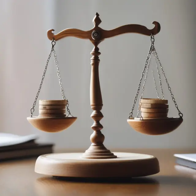 Contract work in progress (CWIP) asset and advance billings liability interacting on a balance scale, representing the impact of percentage-of-completion method