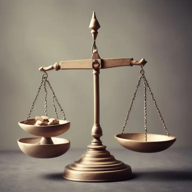 Scale represents performance budgeting in public sector with balanced inputs (resources) and outputs (results)