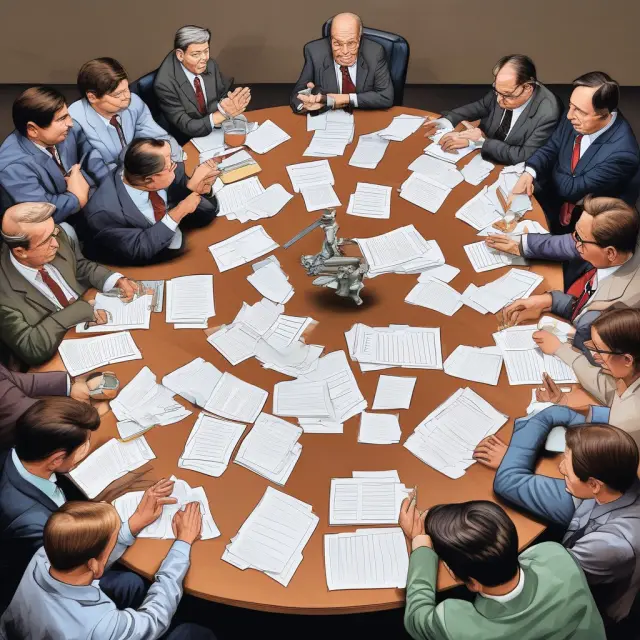 Department heads engaging in heated discussions about resource allocation in a performance budget setting.