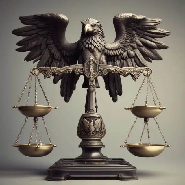 An eagle representing economic theories balances Keynesian and permanent income hypotheses on a scale