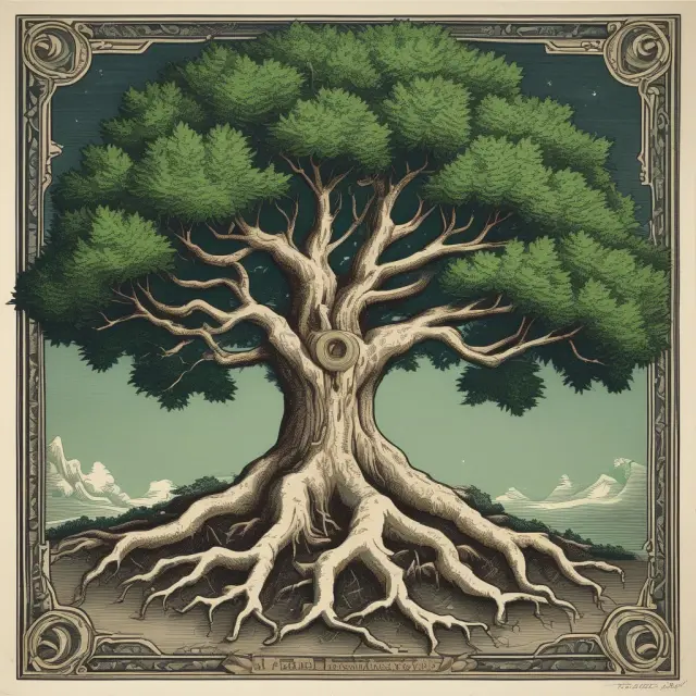 Evergreen tree representing the continuity and stability of perpetual bonds for issuers, with intertwined roots symbolizing long-term partnerships between issuers and investors