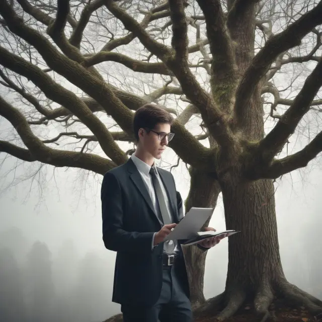 An accountant examines the data tree to uncover hidden patterns and optimize inventory levels
