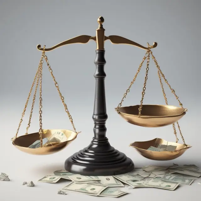 A set of scales tipping towards assets compared to liabilities, illustrating a positive net worth