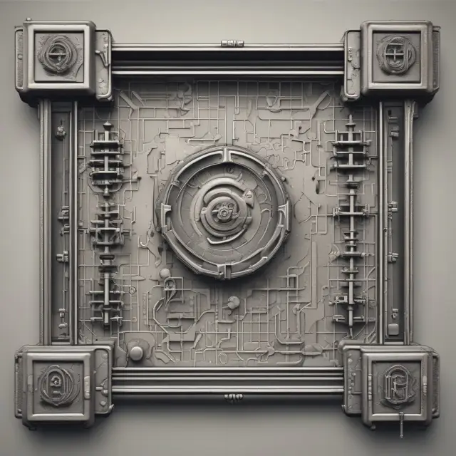 A fortified castle with complex number sequences as walls and gates, emphasizing a secure PIN.