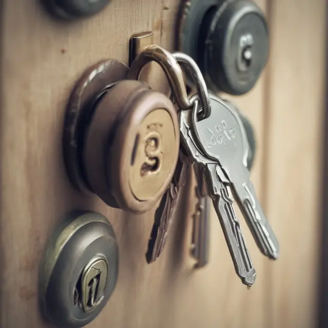 A person holding a key with the number 