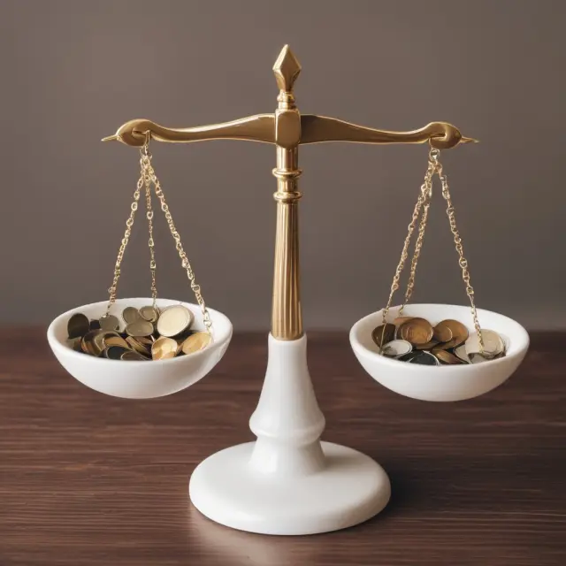 A balanced scale with factors like age, location, driving record, and policy type influencing the premium amount