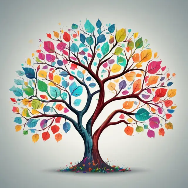 A vibrant tree laden with branches representing diverse sources of personal income: employment wages, dividends, rental income, profit sharing, and government transfers