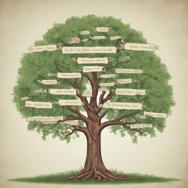 Two intertwining family tree branches represent the per stirpes and per capita estate distribution methods